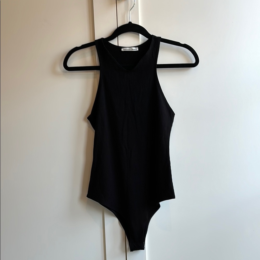 Reformation Jeans Black Ribbed Bodysuit